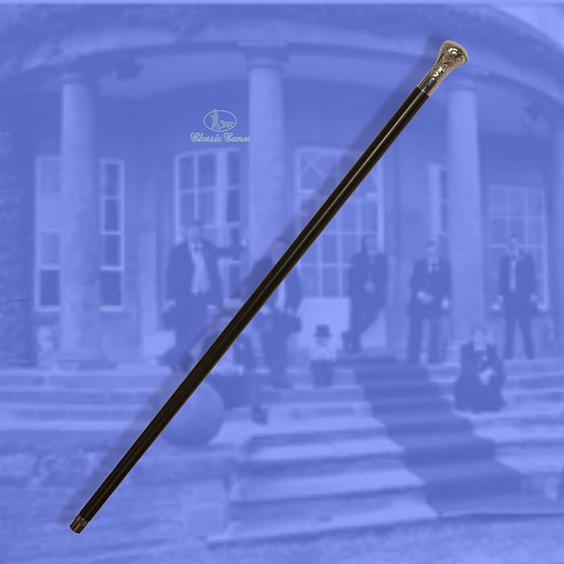 Medieval Replicas Chrome Plated Knob Handle Walking Stick on Black Shaft Wooden Decorative Walking Cane Fashion Statement - Image 2
